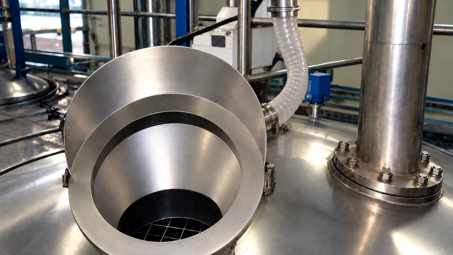 Anneau de Pouyès en inox raccordé à un flexible d’aspiration