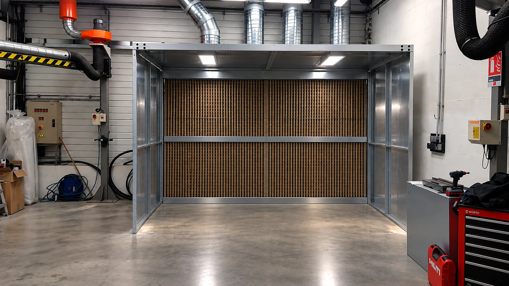 Cabine aspirante industrielle avec média Paint Stop